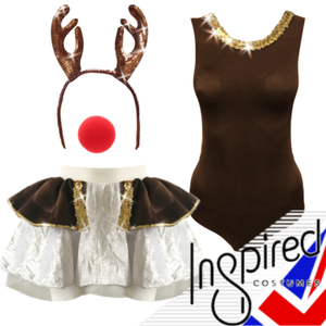 Reindeer Costume Christmas Party Fancy Dress Girls Skirt or Headband Dance SHOW