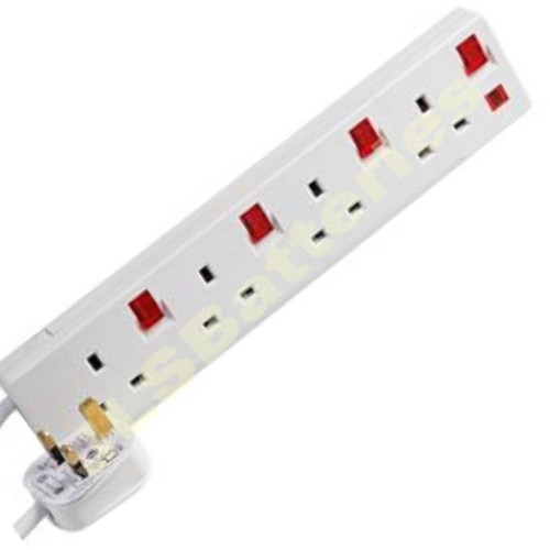 4 Gang Mains Extension Lead Individually Switched 2 Metre Cable 4G 4 Way White