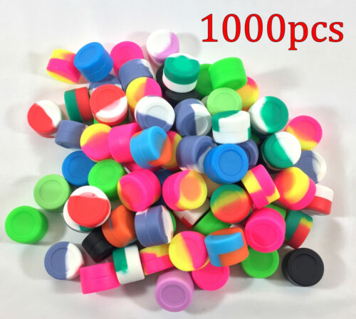 1000pcs 3ml Silicone Container Jar Non-Stick Mixed colors Round Wholesale lot