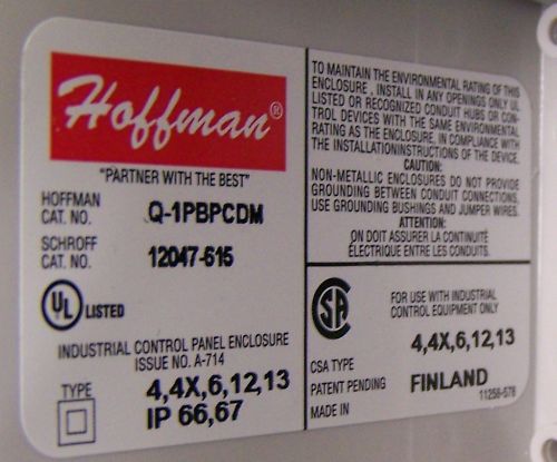 HOFFMAN INDUSTRIAL ENCLOSURE W//ROTARY SW ZB2-BE101