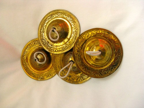 A set of 4 Egyptian Large Brass Cymbals Sagate for Belly Dancing 3/"
