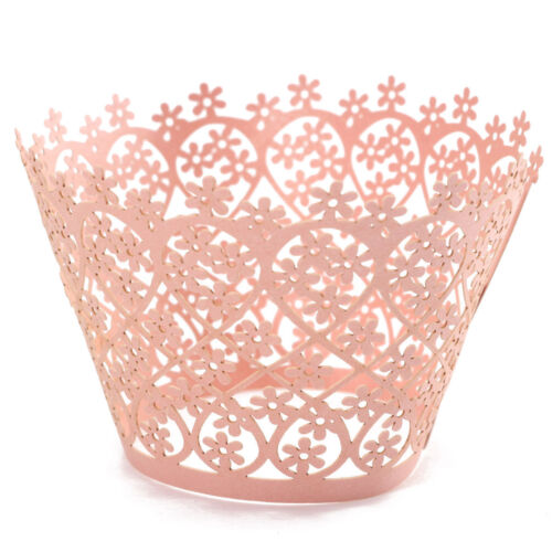12//60x Filigree Laser Cut Cupcake Wrapper Wraps Cake Case Birthday Wedding Party