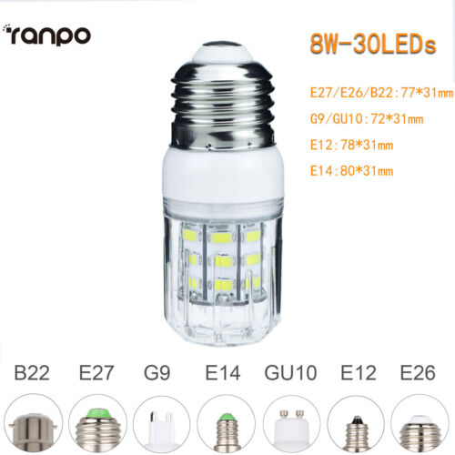 E12 E27 E26 E14 G9 GU10 LED Corn Bulb 6W 9W 25W 5730 SMD Light Lamp AC 110V 220V