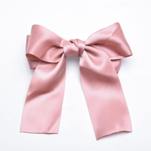 Women Girls Ribbon Satin Large Bow Hair Clip Spring Clamp Boutique Accessories