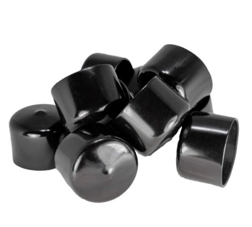 8 Pack - 1 1/4 Inch Round Black Vinyl End Cap Flexible Pipe Post Rubber Cover