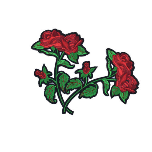 New Red Rose Flower Embroidered Applique Iron On Patch Diy Sewing Patch Badge 