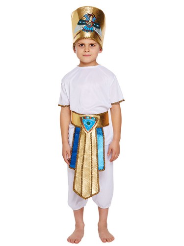 Boys Egyptian King Book Week Historic Fancy Dress Costume School Kids Outfit