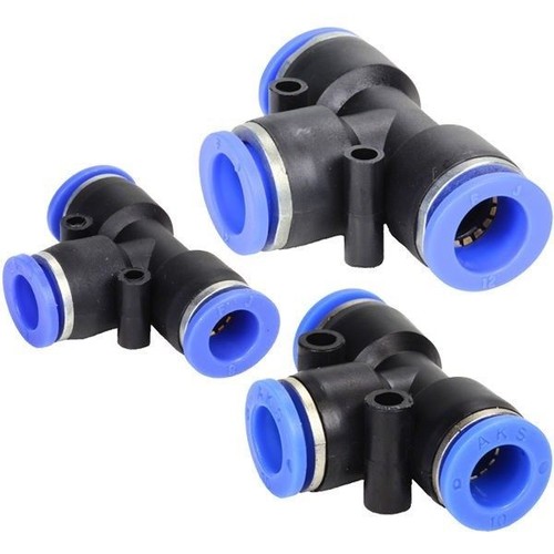 T Stück Verbinder Steckverbindung Pneumatik Kupplung für PU PA Rohr 8 10 12 mm