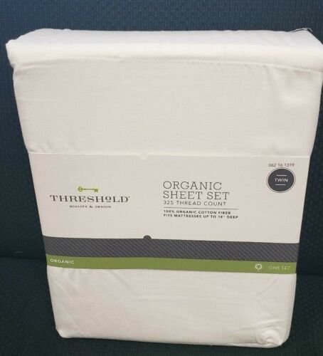 Threshold Organic Cotton Solid Sheet Set 350 Thread Count TWIN White color 