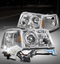 93-97 FORD RANGER CHROME HEAD LIGHT+PROJECTOR FOG LAMP W//BLUE DRL LED+6K HID KIT