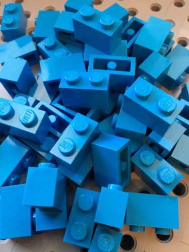 Lego 1x2 Dark Azure Blue Bricks Blocks 1 x 2 New Lot Of 50 
