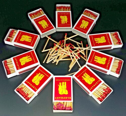 10 Boxes Thai Original Elephant Red Sticks Wooden Matches Fire Starters Cigars