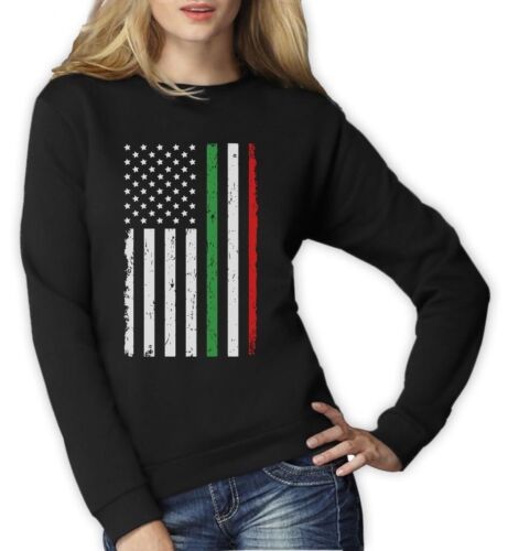 Big Distressed Italian American Flag Italy U.S.A Women Sweatshirt Gift Idea 