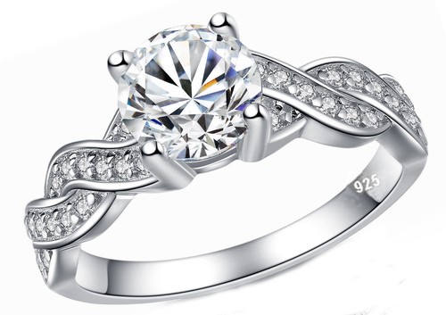 Real 925 Sterling Silver Women/'s Wedding Engagement Ring or Band Diamonique CZ