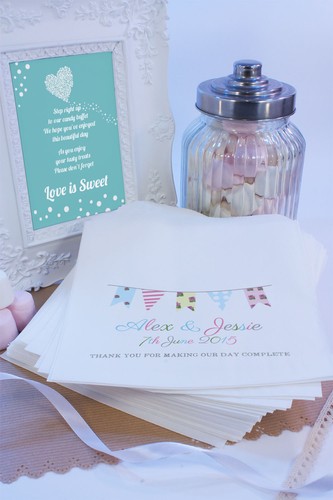 Personalised Wedding Sweet Bags SHABBY CHIC VINTAGE BUNTING Candy Cart Wedding F