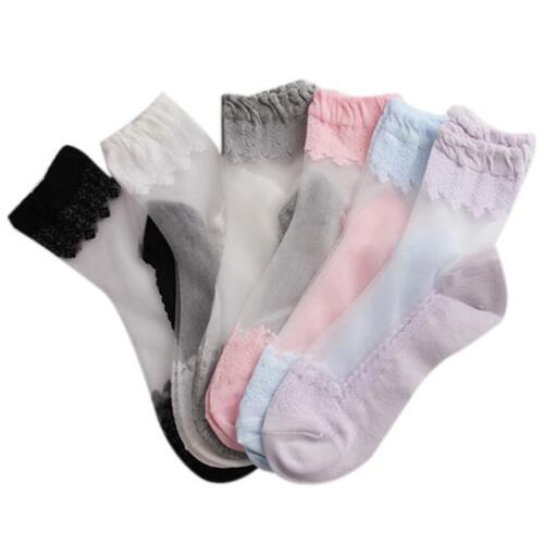 Women Ladies Warm Elastic Lace Ruffle Frilly Ankle Lace Socks Ruffle Frilly LS