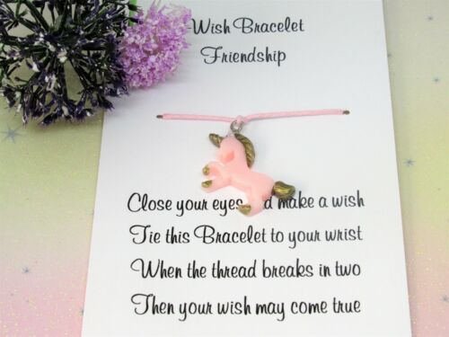 Friendship Pink Unicorn Wish Bracelet Friends Gift Resin Charm Anklet Birthday
