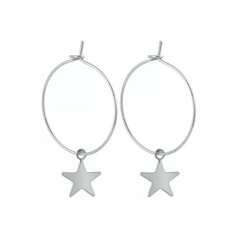 Silver Plated Fashion Hoop Earring With Star Charm