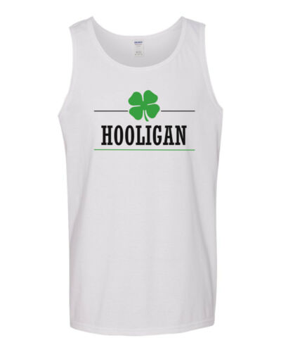 Mens Tank Top Hooligan T Shirt Lucky Green Clover St Patricks Day Irish Shamrock