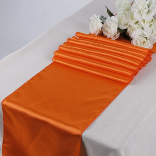 10PC 12" X 108" Satin Table Runner Sash Mariage Fête Venue Décoration-Orange 