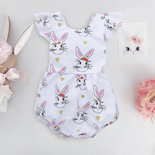 UK Cute Newborn Infant Baby Girl Rabbit Romper Bodysuit Jumpsuit Clothes Outfits