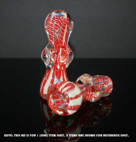 3" RED TADPOLE One Hitter Tobacco Smoking Glass Pipe Dugout Bat One Hit 