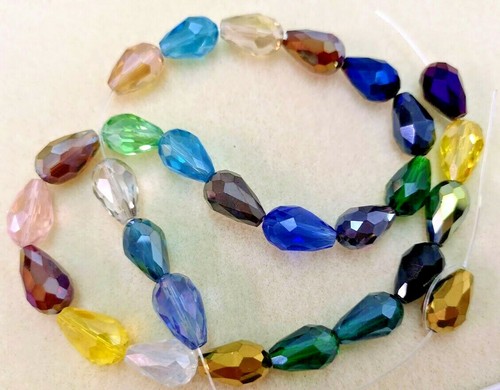 Electroplated Mixed Birthstone One String 15x10mm Large Crystal Briolettes