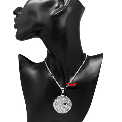 Acier Inoxydable Argent Oeil Egypte Pyramide Collier Pendentif 24/" Boîte De Chaîne