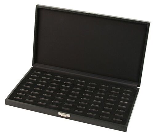 72 Ring Grained Leatherette Black Jewelry Display Organizer Box Case