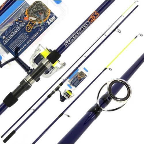 Pêche en Mer 12 ft environ 3.66 m 2pc Beachcaster Rod and Reel Set Accessoire Boîte Combo and Tackle