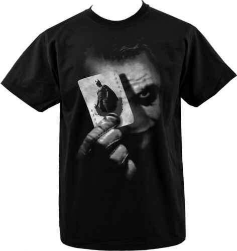 MENS BLACK T SHIRT BATMAN JOKER PLAYING CARDS DARK KNIGHT HEATH LEDGER S-5XL