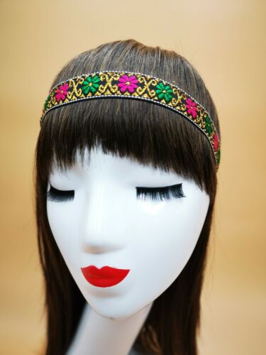 Black Floral Hippy Bohème Filles Hairband headchain Rainbow Boho Bandeau