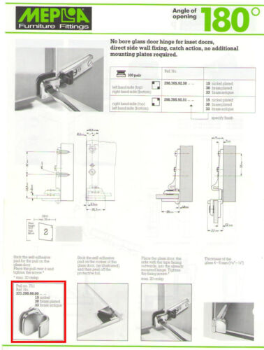 MEPLA 'NO BORE' GLASS DOOR PULL #70.1 4-6mm DARK ANTIQUE BRASS 