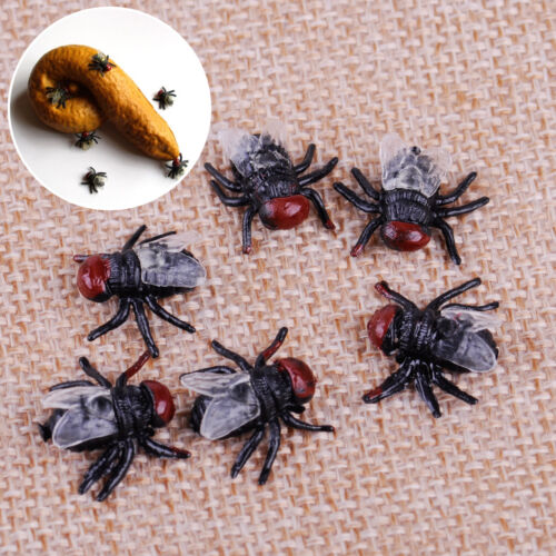 100Pcs Rubber Fake Fly Flies Vivid Bug Joke Toy Halloween Trick Party Horror