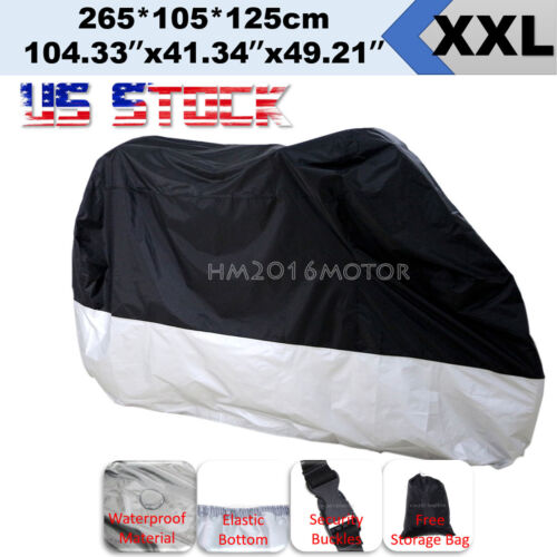 XXL Motorcycle Cover Waterproof Outdoor Bike Rain Dust UV Protector Extra Large
