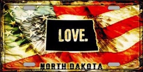 North Dakota Love Novelty Metal License Plate