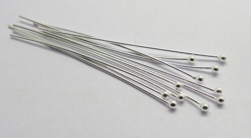 50 Pieces Headpins 925 Sterling Silver 22 Gauge 50mm Long Bali Silver Beads Pin 