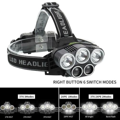 3x T6+2x XPE LED Headlight 6 Modes Rechargeable Head Lamp Torch Flashlight Lamp