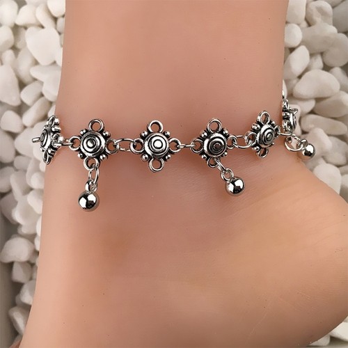 Droplets Daisy Summer Flower Metal Beach Jewelry Ankle Bracelet Tassel Anklet