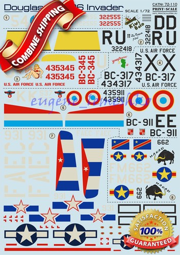 Print Scale 72-110 /" Wet Decal for Douglas A//B-26 Invader /" Model Decals 1//72