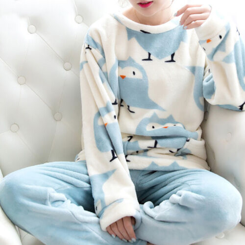 Pants Sleepwear Homewear PJS Women Warm Pyjamas 1 Set Thick Coral Velvet Top 