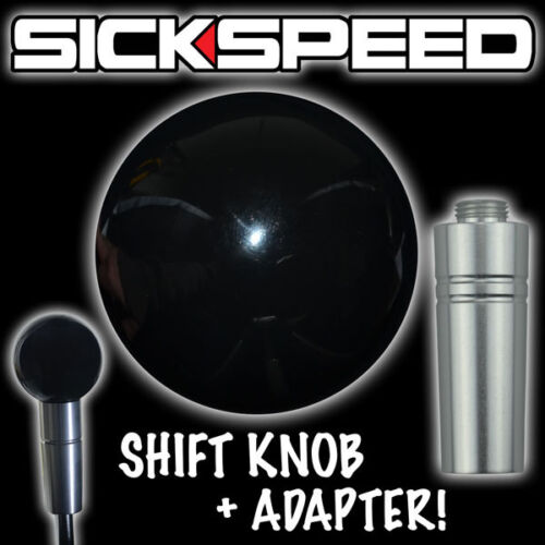 BLACK GUMBALL SHIFT KNOB & ADAPTER FOR AUTO/AUTOMATIC GEAR SHIFTER LEVER K G2 