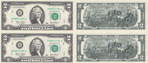 2003 $2 Bill 2 Note Uncut Pair New York District In Original BEP Card