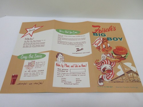 Vintage 1959 Frisch’s Big Boy Restaurant Menu NOS RARE!