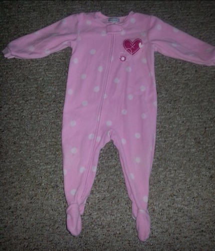 CARTER-S-Pink-Polka-Dot-Print-Fleece-Blanket-Sleeper-Girls-Size-12-months