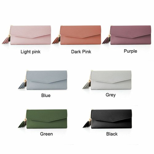 Trifold Clutch Envelope Card Holder Women Wallets Leather Handbag Long Purse