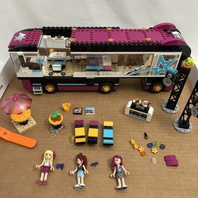 LEGO Friends Pop Star Tour Bus 41106 Mostly Complete w/ Figures, 1 of 2 Manuals