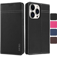 Echt Leder Hülle für iPhone 14/Plus/Pro/Max Klapphülle Flip Case Tasche Cover