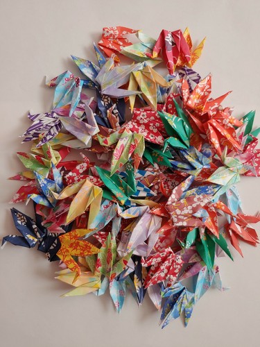 100 Handmade Folded Lucky Origami Cranes 7.5cmX7.5cm