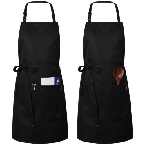 2pcs Adjustable Bib Apron Waterproof Oil-proof Kitchen Chef Cooking Women Men 